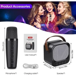 SISTEMA KARAOKE BLUETOOTH CON MICROFONO ALTOPARLANTE PORTATILE CON MANIGLIA AUDIO