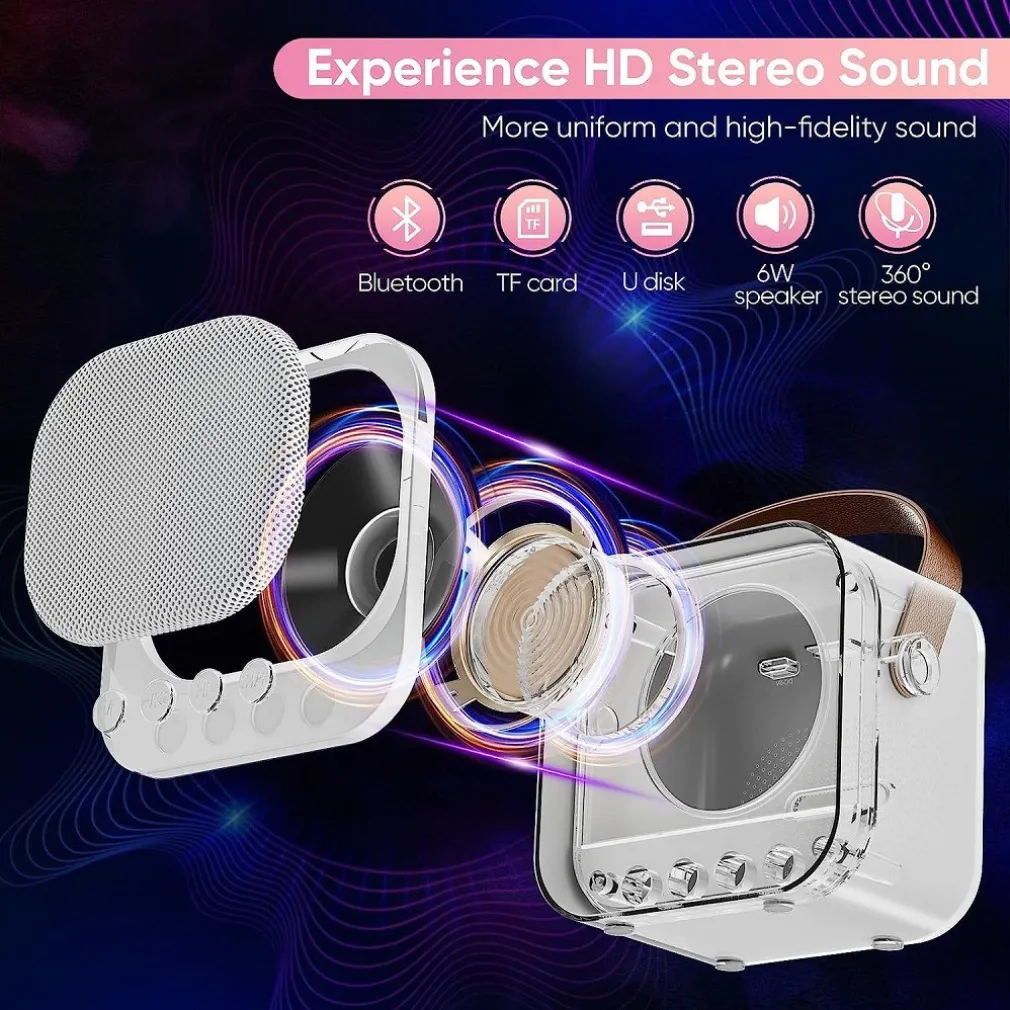 SISTEMA KARAOKE BLUETOOTH CON MICROFONO ALTOPARLANTE PORTATILE CON MANIGLIA AUDIO