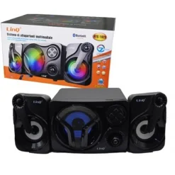 SISTEMA MULTIMEDIALE ALTOPARLANTI SPEAKER CASSE BLUETOOTH FM LUCI LED USB KTS-1023