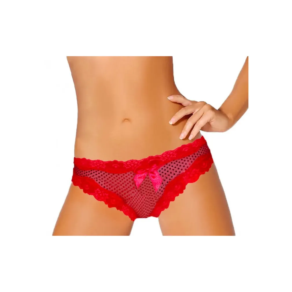 SLIP DONNA ROSSO BRASILIANA COMET CON LUCENTI POIS E BORDI MERLETTATI