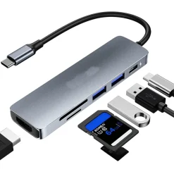 SMART HUB DI TIPO C 7 IN 1 TYPE-C POWER DELIVERY HDMI 3 USB SD MICRO SD Q-HU91