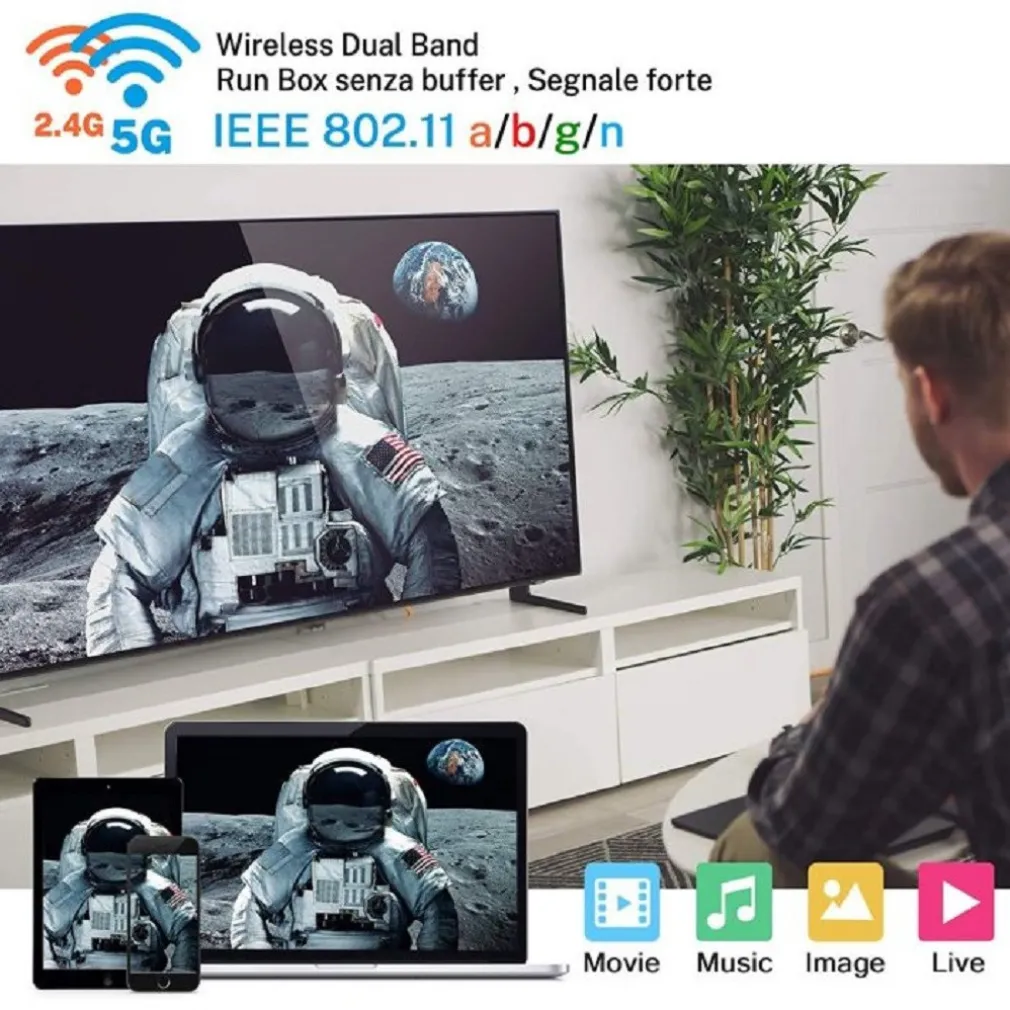 SMART TV BOX QT5 WIFI HDMI SUPPORTA 5G RISOLUZIONE 4K CONNETTIVITÀ BLUETOOTH WIFI