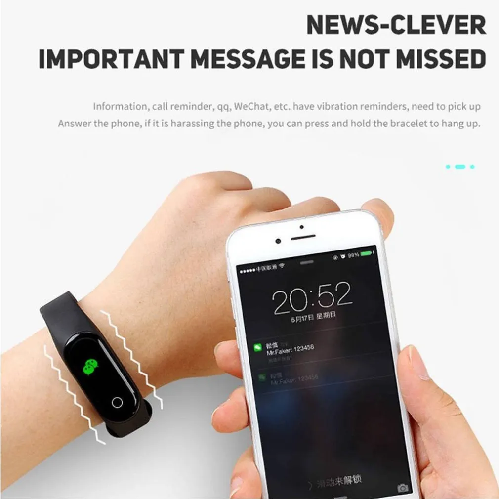 SMARTWATCH BRACCIALE OROLOGIO SMART BLUETOOTH CARDIOFREQUENZIMETRO OLED MI3