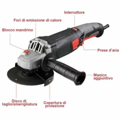 SMERIGLIATRICE ANGOLARE 870W FLEX FRULLINO 125MM VELOCITA REGOLABILE 6 DISCHI