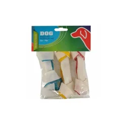 SNACK PER CANE 3 PEZZI A FORMA DI OSSO BIANCO CON NODO SET SPUNTINO
