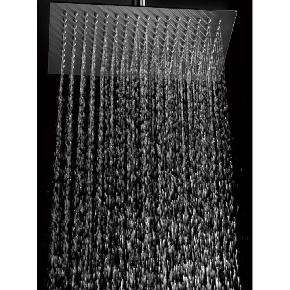 SOFFIONE ACCIAIO DOCCIA QUADRATO 20X20cm BAGNO EFFETTO PIOGGIA SOTTILE CROMATO