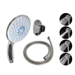 SOFFIONE CON TUBO FLESSIBILE 1,8M CON SUPPORTO MURO DOCCETTA DOCCIA BAGNO 52054