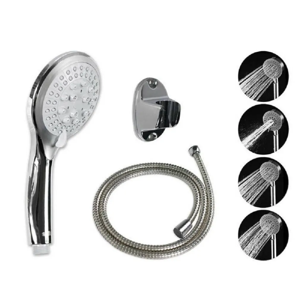 SOFFIONE CON TUBO FLESSIBILE 1,8MT DOCCETTA TELEFONO SUPPORTO MURO GRIGIO 52048