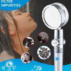 SOFFIONE DOCCETTA DOCCIA CON ELICA TURBO VORTICE VORTEX WATER SAVING EASY CLEAN