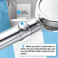 SOFFIONE DOCCETTA DOCCIA CON ELICA TURBO VORTICE VORTEX WATER SAVING EASY CLEAN