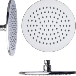 SOFFIONE DOCCIA 4" 10CM TONDO IN ACCIAIO ATTACCO STANDARD SNODATO ORIENTABILE