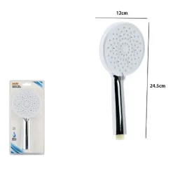 SOFFIONE DOCCIA 12 X 24.5 CM DOCCETTA MULTIGETTO REGOLABILE ROTONDA BIANCA 87144