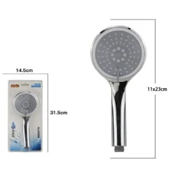 SOFFIONE DOCCIA 11 X 23 CM DOCCETTA TONDA MULTIGETTO DI 3 TIPI REGOLABILE 69093