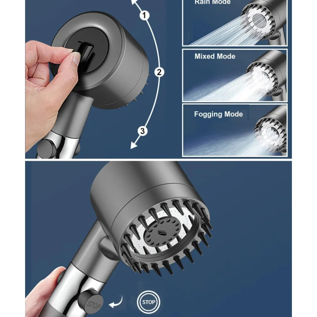 SOFFIONE DOCCIA A PIOGGIA CON FILTRO A 4 MODALITà MASSAGGIO AD ALTA PRESSIONE