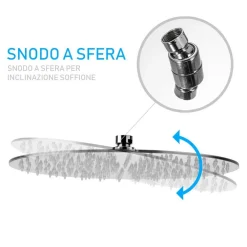 SOFFIONE DOCCIA BAGNO CASCATA TONDO 40 CM ACCIAIO ULTRA SOTTILE EFFETTO PIOGGIA