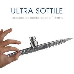 SOFFIONE DOCCIA BAGNO CASCATA TONDO 30 CM ACCIAIO ULTRA SOTTILE EFFETTO PIOGGIA