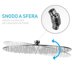 SOFFIONE DOCCIA BAGNO CASCATA TONDO 30 CM ACCIAIO ULTRA SOTTILE EFFETTO PIOGGIA