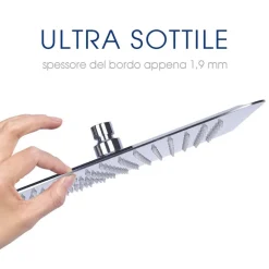 SOFFIONE DOCCIA BAGNO CASCATA QUADRATO 40X40CM ACCIAIO 324 GETTI EFFETTO PIOGGIA