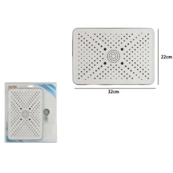 SOFFIONE DOCCIA BAGNO RETTANGOLARE UGELLI FORI MISCELATORE 32X22CM ABS CROMATO 87538