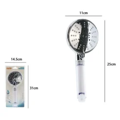 SOFFIONE DOCCIA DOCCETTA MULTIGETTO ROTONDO 11X25 CM MASSAGGIO ANTICALCARE 79699