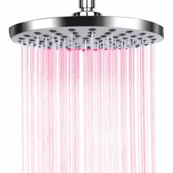 SOFFIONE DOCCIA LED RGB ROTONDO 20CM CROMOTERAPIA DOCCIA EMOZIONALE ARGENTO 79906