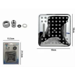 SOFFIONE DOCCIA QUADRATO 10 CM UGELLI FORI BAGNO MISCELATORE CON ATTACCHI 69285