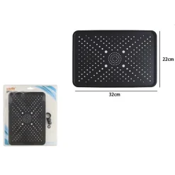 SOFFIONE DOCCIA RETTANGOLARE UGELLI FORI BAGNO MISCELATORE NERO 32X22CM IN ABS 87536