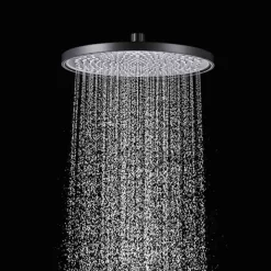 SOFFIONE DOCCIA TONDO NERO 22.5CM IN ABS BAGNO MISCELATORE FILTRO ANTICALCARE 87131