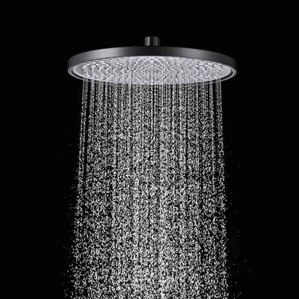 SOFFIONE DOCCIA TONDO NERO 22.5CM IN ABS BAGNO MISCELATORE FILTRO ANTICALCARE 87131