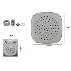 SOFFIONE DOCCIA UGELLI FORI BAGNO MISCELATORE AD ALTA PRESSIONE 15 X 15 CM 69289