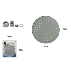 SOFFIONE DOCCIA UGELLI FORI BAGNO MISCELATORE 16CM TONDO AD ALTA PRESSIONE 59159