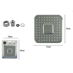 SOFFIONE DOCCIA 15X15CM UGELLI FORI BAGNO MISCELATORE ALTA PRESSIONE 59162 QUADRO