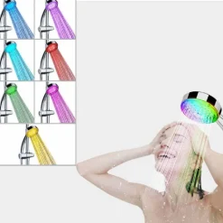 SOFFIONE LED RGB DOCCETTA A TELEFONO 25 CM CROMOTERAPIA DOCCIA EMOZIONALE 79899