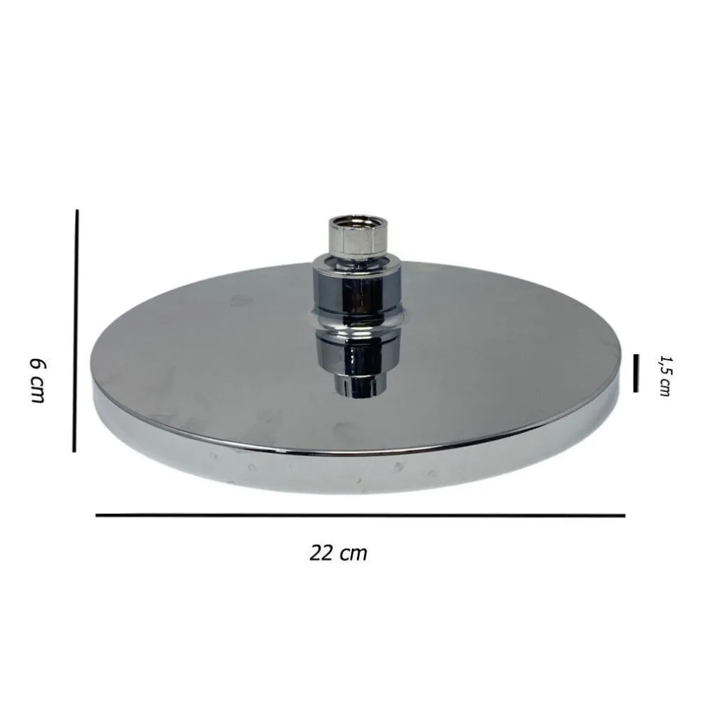 SOFFIONE PER DOCCIA BAGNO ROTONDO 22 CM IN ABS DOCCETTA CROMATO ATTACCO 1/2" 79371