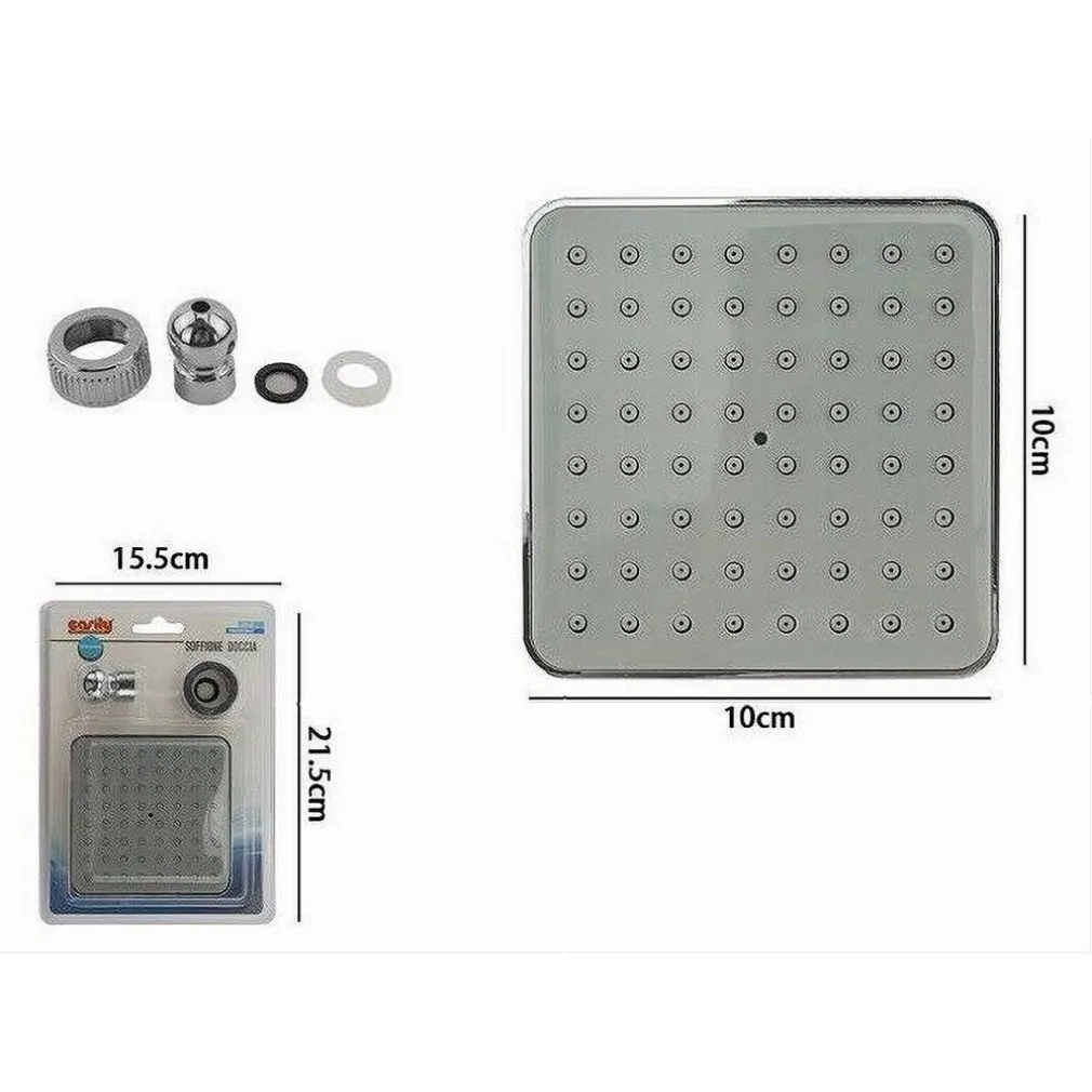 SOFFIONE PER DOCCIA QUADRATO 10 CM UGELLI FORI BAGNO MISCELATORE ATTACCHI 69282