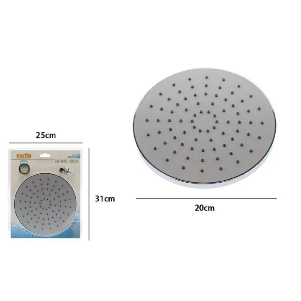 SOFFIONE PER DOCCIA ROTONDO DIAMETRO 20 CM UGELLI FORI BAGNO MISCELATORE 79526