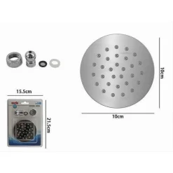 SOFFIONE PER DOCCIA UGELLI FORI BAGNO MISCELATORE ROTONDO 10CM CON ATTACCO 69459