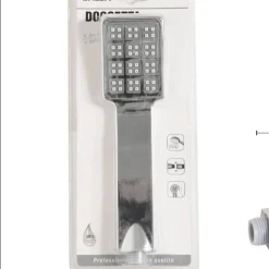 SOFFIONE TELEFONO DOCCIA BRACCIO DOCCETTA RETTANGOLARE CROMATO UGELLI IN GOMMA