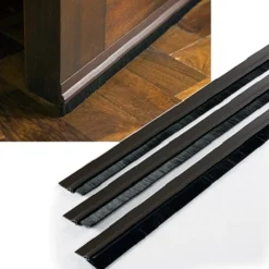 SOTTOPORTA PVC SPAZZOLA 1MT MARRONE ADESIVA PARASPIFFERI FREDDO PORTE FINESTRE