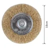 SPAZZOLA A DISCO FILO IN FERRO ONDULATI OTTONATI CON GAMBO 100 MM PER TRAPANO