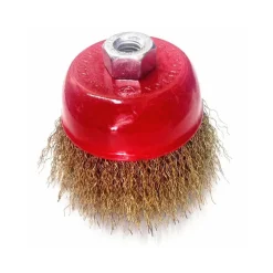 SPAZZOLA A TAZZA CONICA FILI ONDULATI IN OTTONE 75MM X SMERIGLIATRICE ANGOLARE