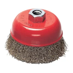 SPAZZOLA A TAZZA FORO 14 DIAM 250 MM FILO ONDULATO OTTONE SMERIGLIATRICE