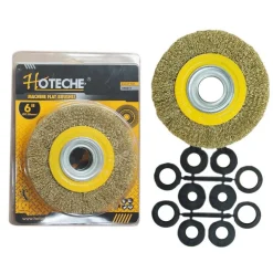 SPAZZOLA CIRCOLARE DISCO FILI ACCIAIO 150 MM 6'' PER SMERIGLIATRICE MOLA DA BANCO