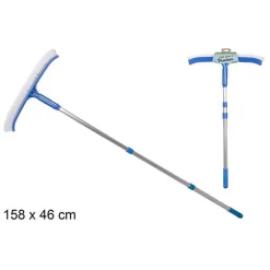 SPAZZOLA CURVA PER PULIZIA FONDO PARETE PISCINA CON ASTA REGOLABILE 158X46CM 020059