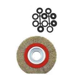 SPAZZOLA DIAMETRO 150 MM DISCO FILI IN ACCIAIO PER MOLA SMERIGLIATRICE DA BANCO