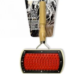 SPAZZOLA DOPPIA PER CANI ANIMALI RASTRELLA PETTINA PELO RETTANGOLARE IN LEGNO