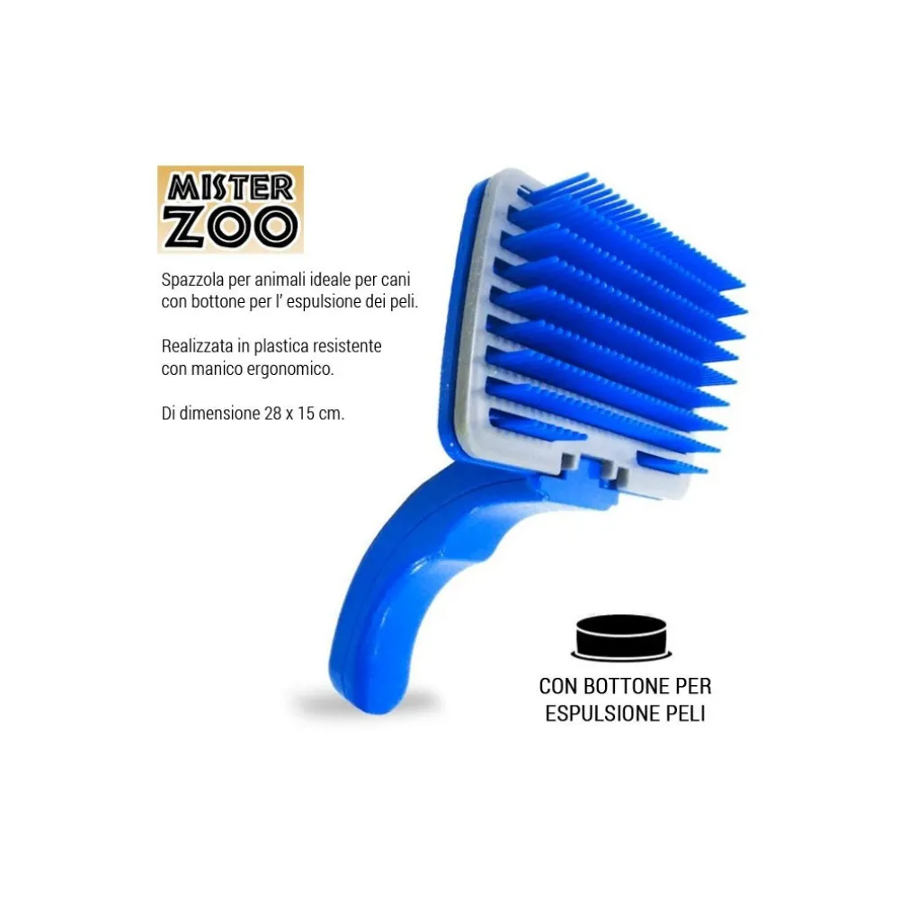 SPAZZOLA PETTINE PER CANI GATTI ANIMALI CON TASTO ESPULSIONE PELI COLORE BLU