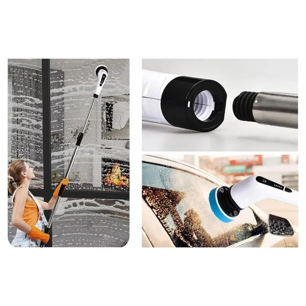 SPAZZOLA ROTANTE ELETTRICA MULTIFUNZIONE 9IN1 RICARICABILE SENZA FILI MANICO ESTENSIBILE