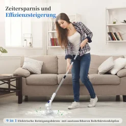 SPAZZOLA ROTANTE ELETTRICA MULTIFUNZIONE 9IN1 RICARICABILE SENZA FILI MANICO ESTENSIBILE