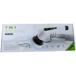 SPAZZOLA ROTANTE PULIZIA ELETTRICA A BATTERIA 7 TESTE PER BAGNO CUCINA PIASTRELLE